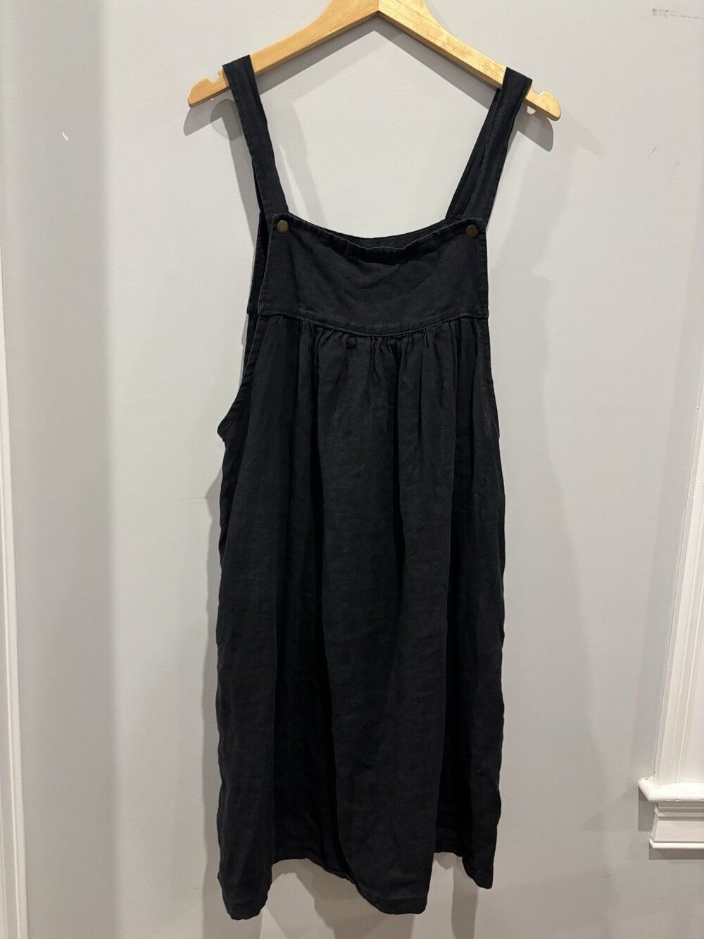 Conscious Clothing Barcelona dress Black Linen Adjustable Straps Size M